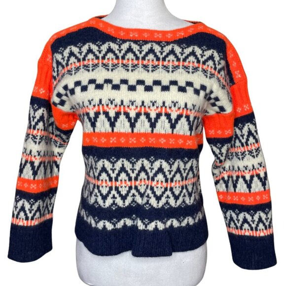 J. Crew 100% Wool Jacquard Fair Isle Knit Sweater Size Small Preppy Winter Small - Picture 2 of 9